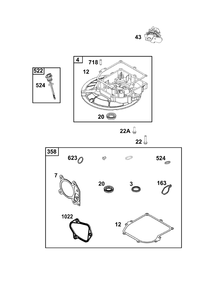 Crankcase Cover/Sump And Lubrication Group Diagram and Parts List for 09P602-0137-F1 020000 - 09Z999 Briggs and Stratton Engine